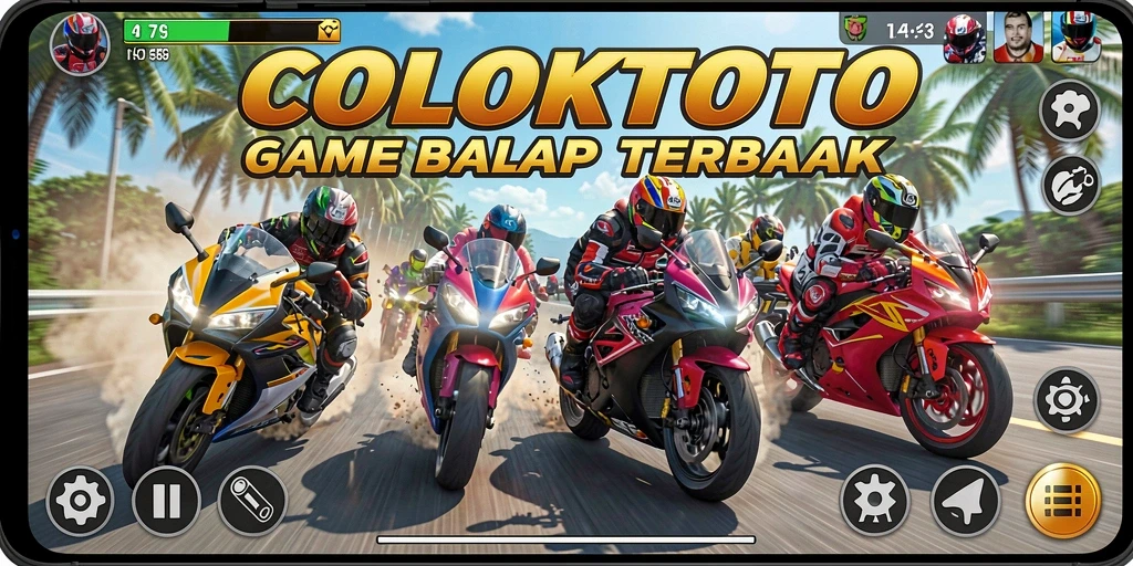 Tangkapan layar gameplay COLOKTOTO saat aksi balapan motor yang intens.