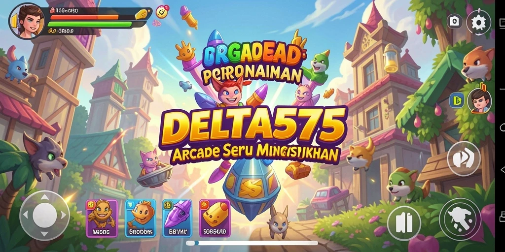 Tampilan gameplay DELTA575 yang penuh warna dan mengasyikkan.
