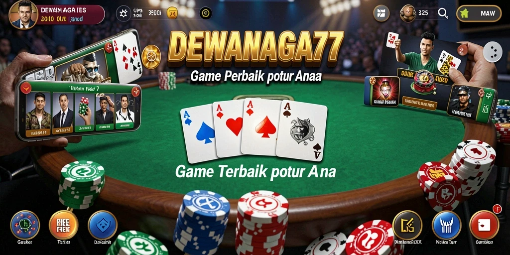 Tangkapan layar gameplay DEWANAGA77 menampilkan suasana poker yang hidup.