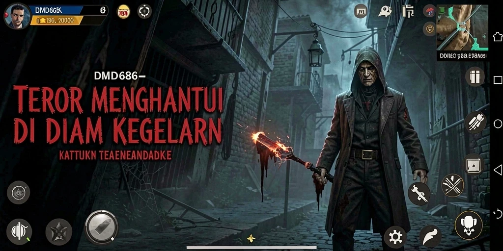Tampilan gameplay DMD686 dengan suasana mencekam dan kegelapan yang mendalam.