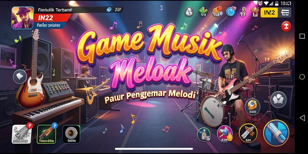 Tampilan gameplay <strong>IN22</strong> yang menyenangkan dan interaktif dalam musik.
