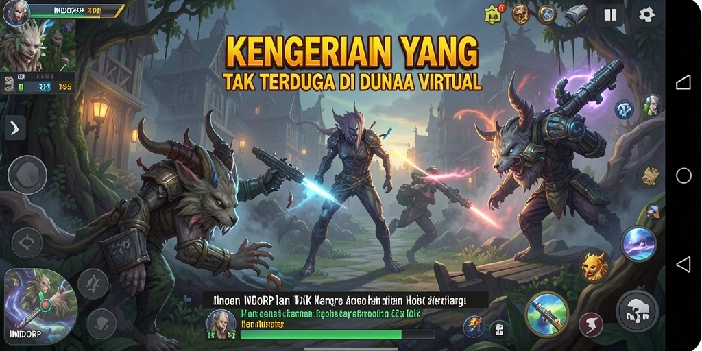 Screenshot gameplay INDORP dengan suasana seram yang kental.