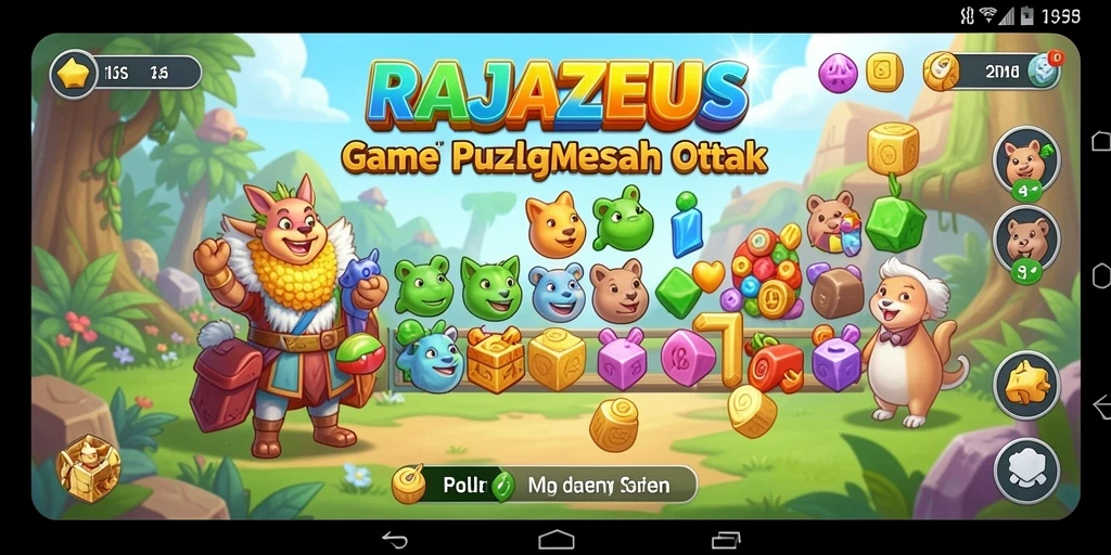 Screenshot game RAJAZEUS yang menunjukkan gameplay Puzzle yang seru.