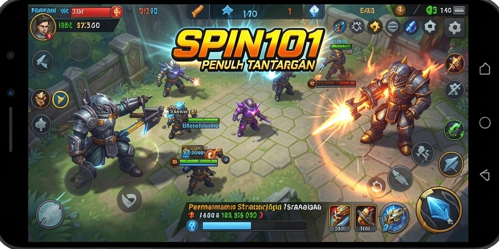 Screenshot gameplay SPIN101 menampilkan aksi strategi yang intens.